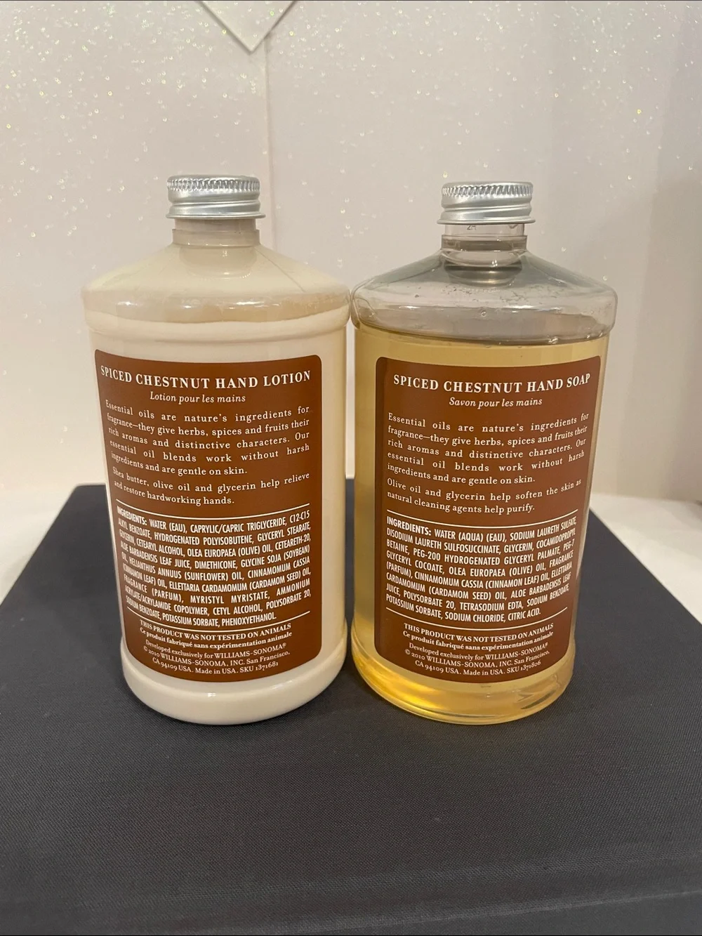 Williams Sonoma Spiced Chestnut Hand Lotion & Hand Soap — Cream & Gold